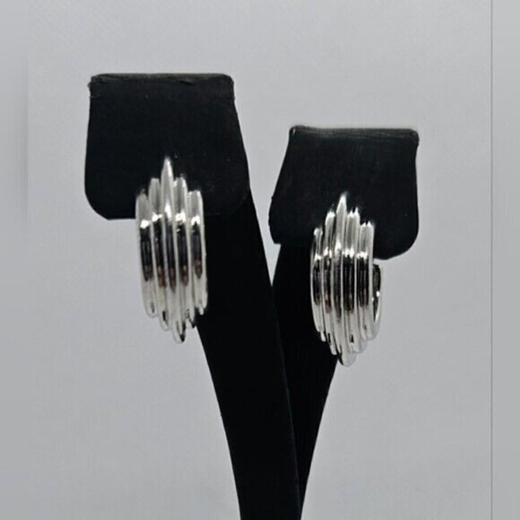 Silver Tone Cluster Hoop Earrings - Picture 4 of 6